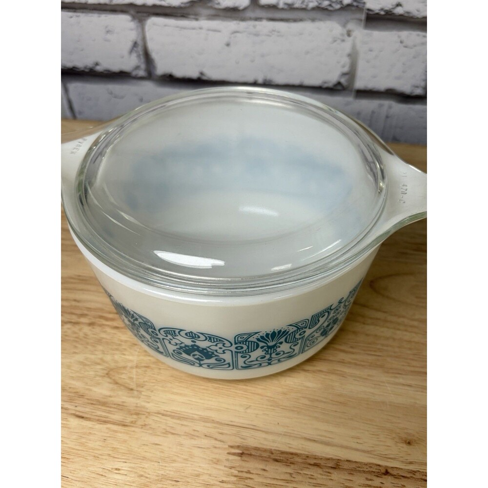 Pyrex Blue Horizon 473 Casserole With Lid Mint Condition Vintage - Picture 4 of 11